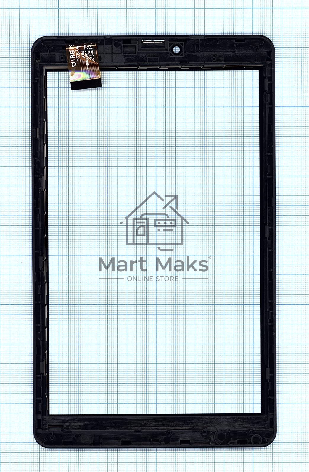 Сенсорное стекло (тачскрин) для Irbis TZ874, черное с рамкой
