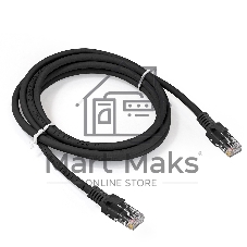 Патч-корд медный ExeGate UTP-RJ45-RJ45-5e-CU-2M-BK, UTP, cat.5e, 2м, черный