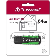 Флешка USB Transcend JetFlash 810 (TS64GJF810), 64Gb, USB 3.0, R/W 100/40, черный/зеленый