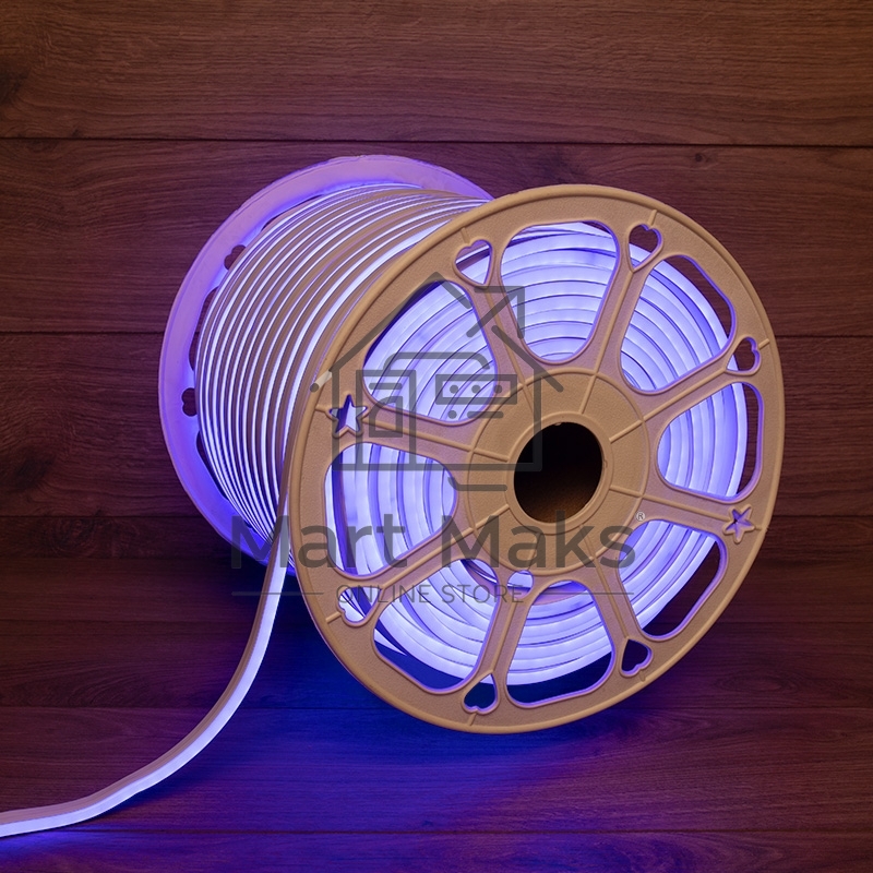 Гибкий неон LED SMD 8х16 мм, двухсторонний, синий, 120 LED/м, бухта 100 м