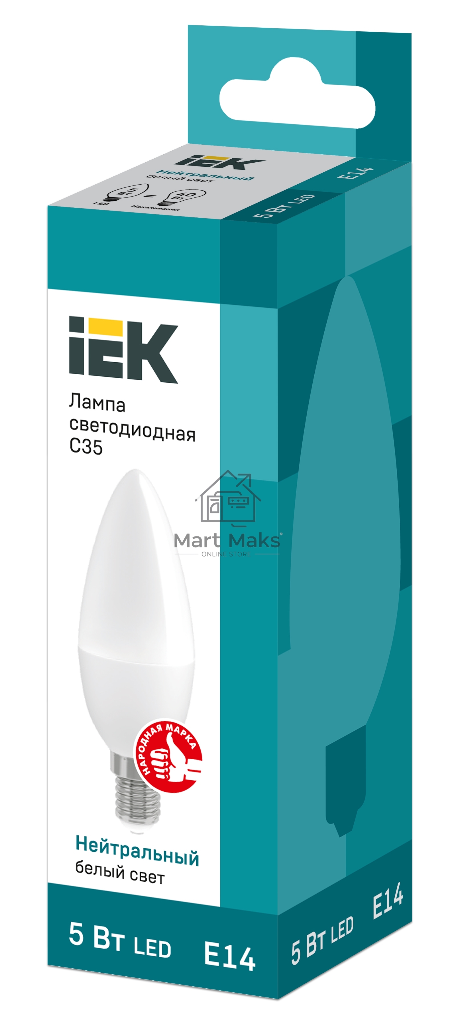 Лампа Iek LLE-C35-5-230-40-E14 светодиодная ECO C35 свеча 5Вт 230В 4000К E14 IEK