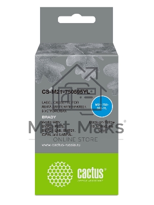 Картридж ленточный Cactus CS-M21-750595YL черный шрифт, желтый фон (19.1 мм, 6.4 м) для Brady BMP21-PLUS, BMP21-LAB