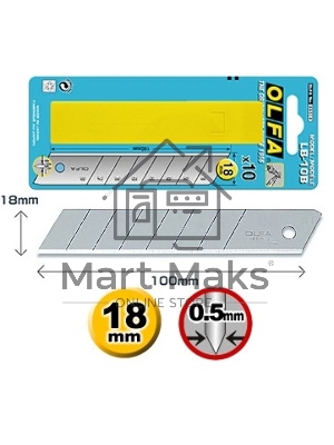 Лезвие OLFA (OL-LB-10B) сегментированное, 18х100х0,5мм, 10шт