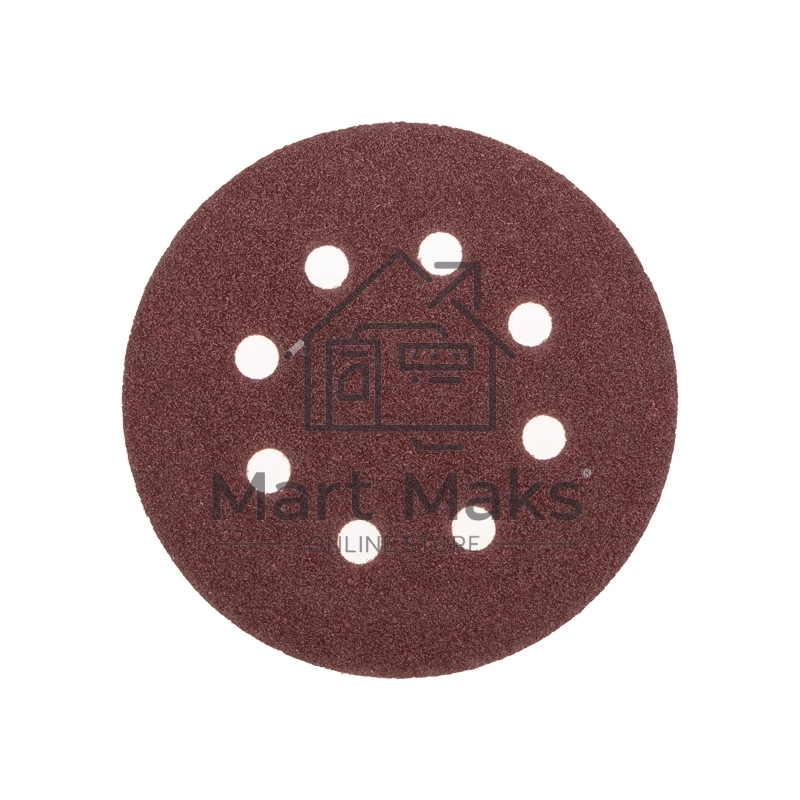 Диск абразивный на ворсовой основе, на липучке, перфорированный, P60, 125мм, 10 шт.