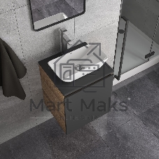 Тумба Bau Dream Blackwood 50 графит, раковина BAU Spectrum mini 47х24 смеситель для раковины высокий Hotel Still, нержавеющая сталь, выпуск клик клак, хром