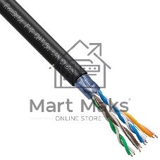 Кабель ExeGate Special FUTP4-C5e-CCA-S24-OUT-PE-BK-305 FTP 4 пары кат.5e CCA, 0.48мм (24AWG), экран, внешн., без троса, 305м, черн., PE