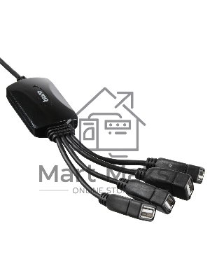 Разветвитель USB 2.0 Buro BU-HUB4-0.3-U2.0-Splitter 4порт. черный
