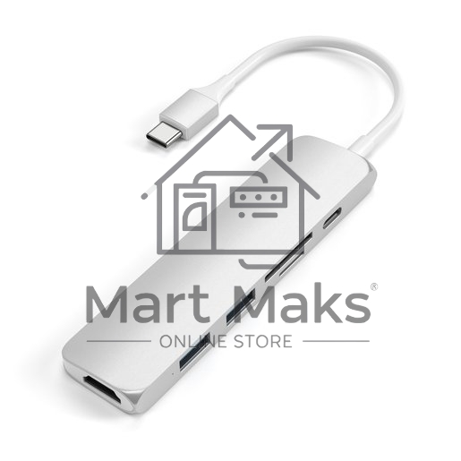 USB-C адаптер Satechi Type-C Slim Multiport Adapter V2. Интерфейс USB-C.  серебристый.