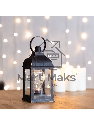 Декоративный фонарь Neon-night с лампочкой, бронзовый корпус, размер 10.5х10.5х22,5 см, цвет теплый белый