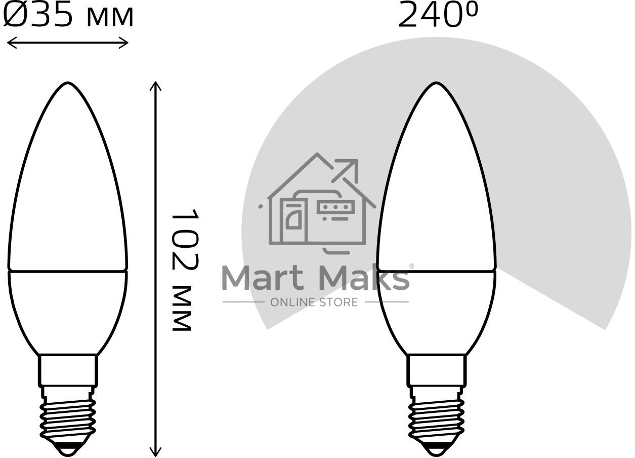 Лампа светодиодная LED 8Вт E14 220В 4100К Elementary свеча 33128 Gauss