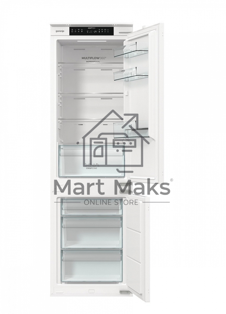 Встраиваемый холодильник Gorenje NRKI517141 белый двухкамерный 175/68 л морозилка снизу, No Frost