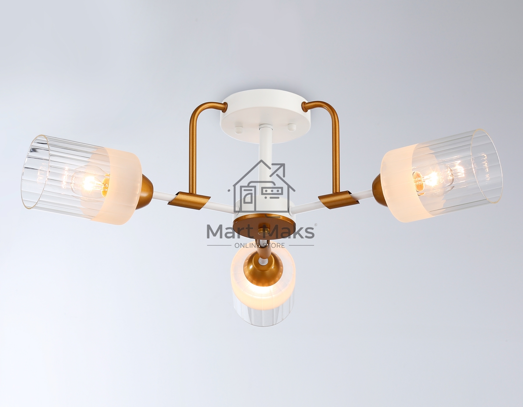 Светильник Ambrella light TR303321/3 WH/GD/CL/FR белый/золото/прозрачный/белый матовый E27*3 max 60W D620*210