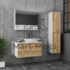 Комплект для ванной, 3 предмета (Тумба Bau Dream Blackwood 80, раковина BAU Triangle 59х39, смеситель для раковины высокий Hotel Still, нержавеющая сталь)