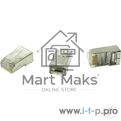 Коннектор 5bites Коннектор US006A RJ-45 8p8c, зол.напыление, экран. (1шт)