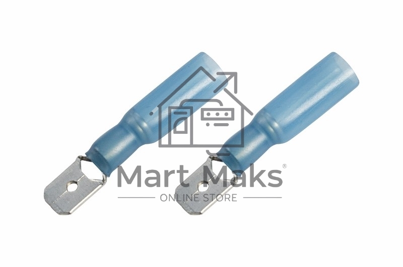Клемма плоская изолированная термоусаживаемая штекер 6.35 мм 1.5-2.5 мм² (РПи-п-т 2.5-(6.3)) синий Rexant