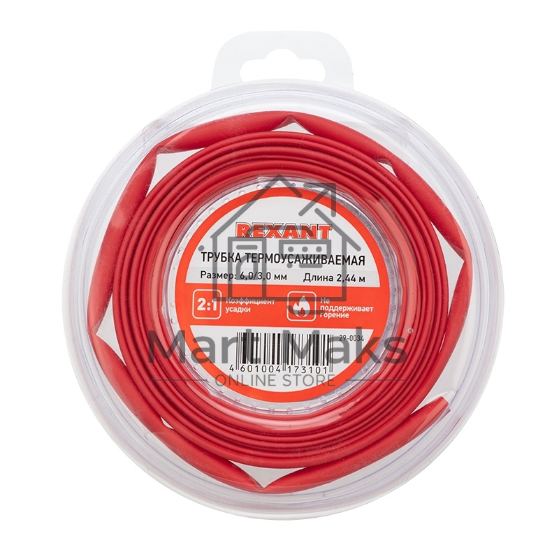 Трубка термоусаживаемая Rexant 6.0/3.0мм красн. ролик 2.44 м