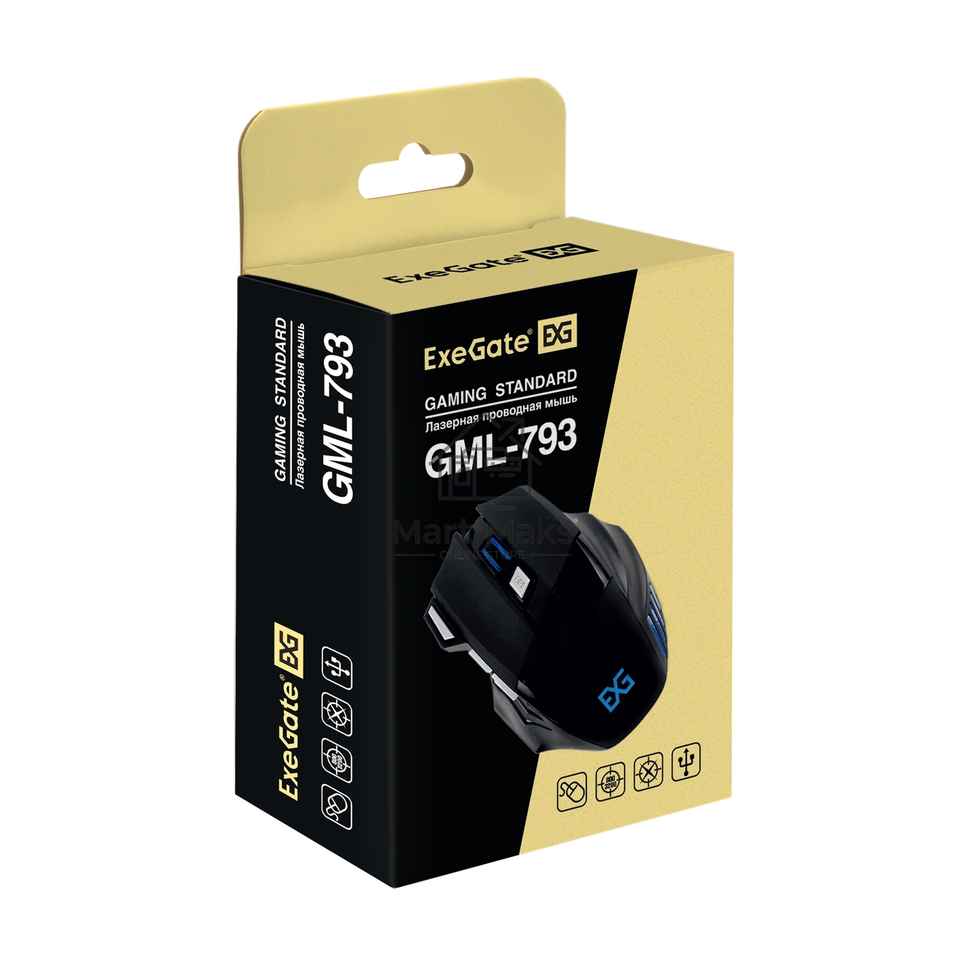 Мышь проводная ExeGate Gaming Standard Laser GML-793 черный, 3200 dpi, USB, кнопки - 7