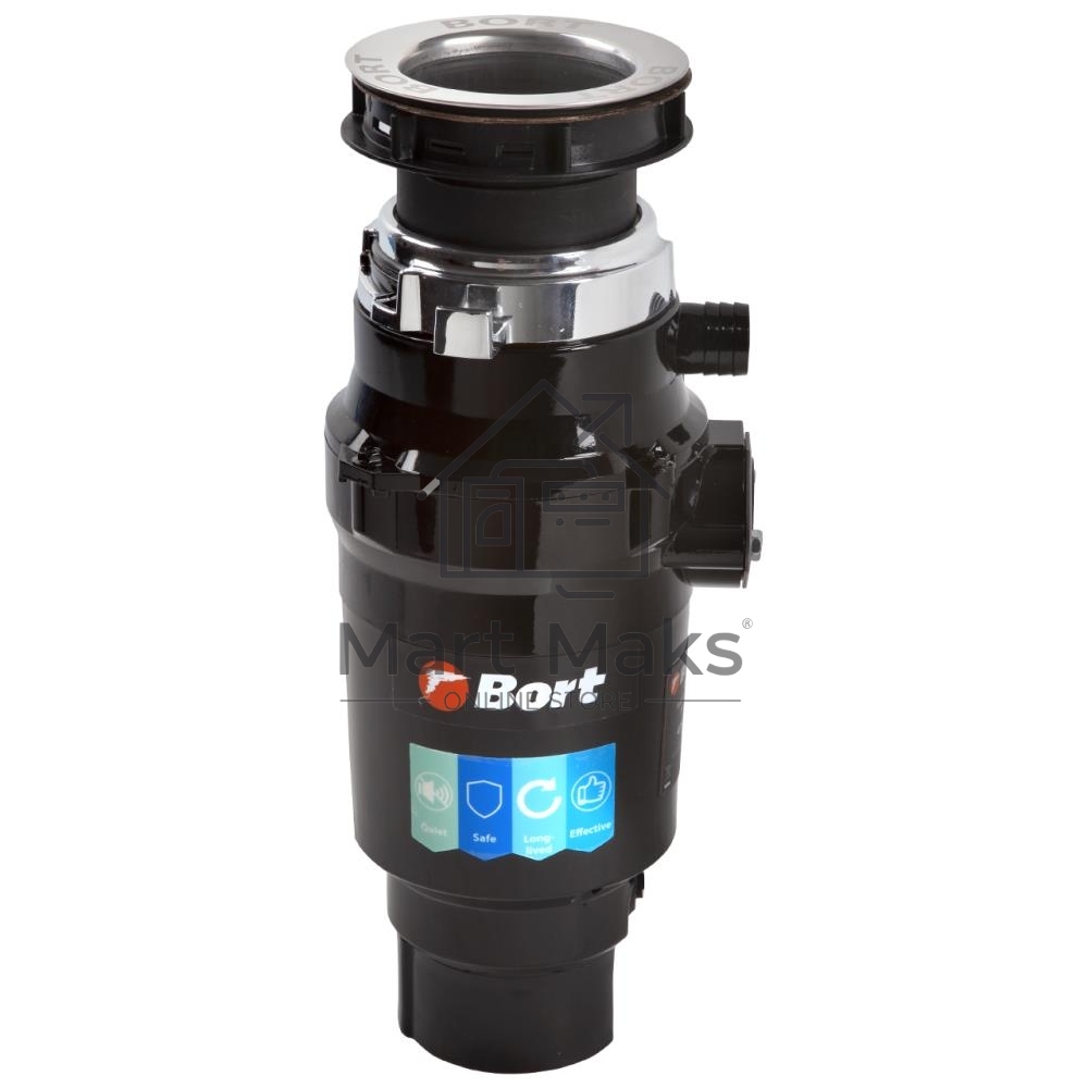 Измельчитель пищевых отходов Bort MASTER ECO (91275752) Число ступеней измельчения 2 ; Система шумоизоляции Да ; Мощность 390 Вт; Объем камеры 1000 мл; Материал камеры Металл ; Система защиты от перегрузки и заклинивания; Скорость холостого хода 2600 об/м