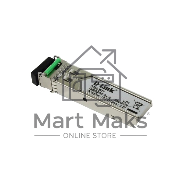 Трансивер SFP D-Link 331T/40KM/B1A WDM с 1 портом 1000Base-BX-D (Tx:1550 нм, Rx:1310 нм) для одномодового оптического кабеля 40 км