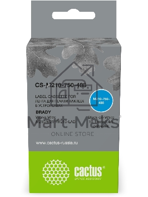 Картридж ленточный Cactus CS-M210-750-488 черный шрифт, белый фон, 19.1мм, 6.4м для Brady M210/M211/M210-LAB