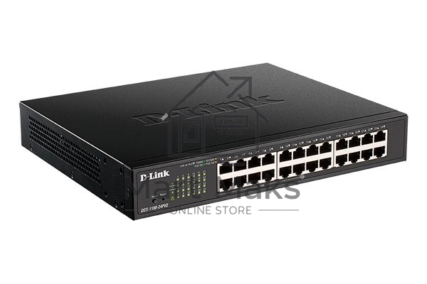Настраиваемый L2 коммутатор D-Link DGS-1100-24PV2/A3A c 24 портами 10/100/1000Base-T (12 портов РоЕ 802.3af/at, PoE-бюджет 100 Вт)
