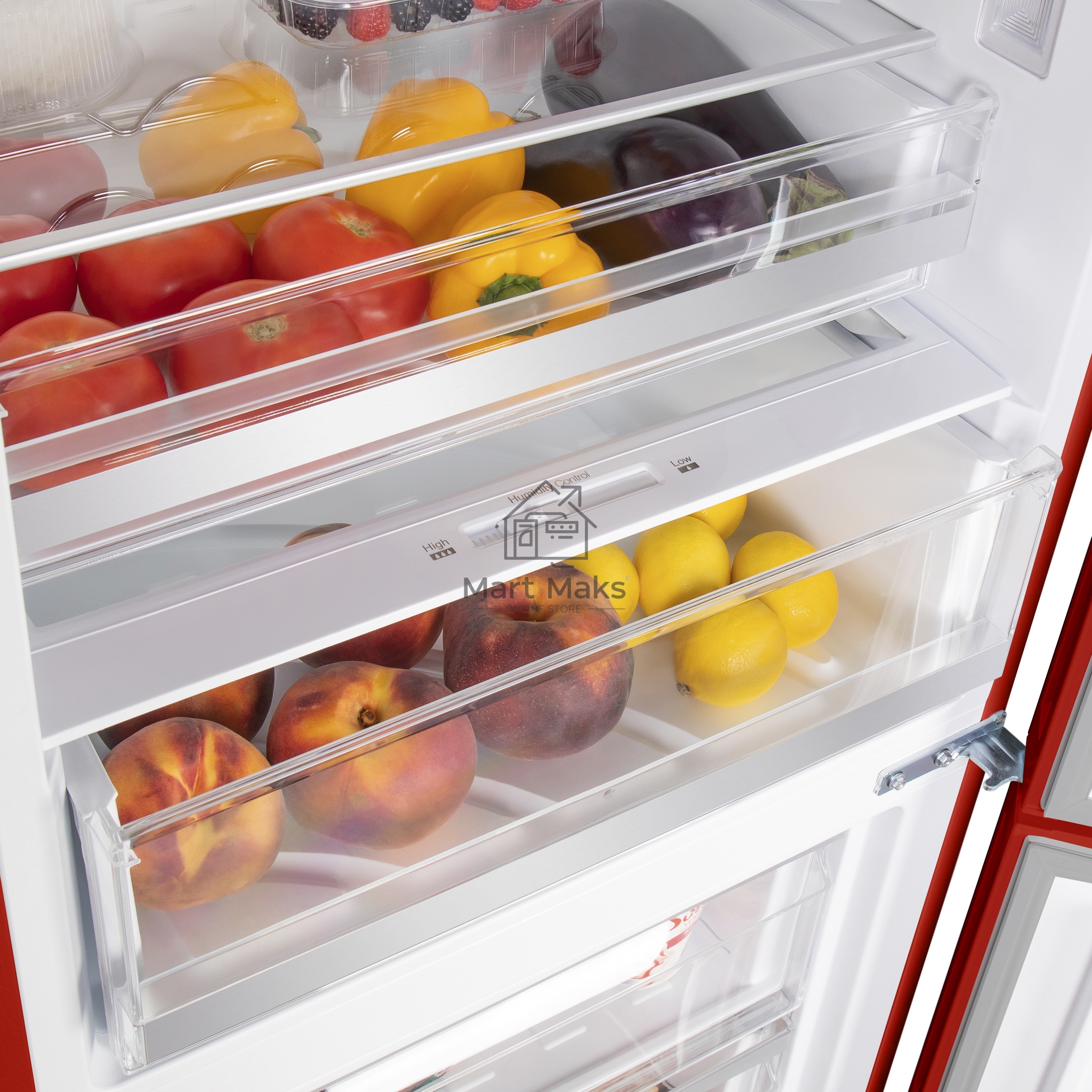 Холодильник Maunfeld MFF200NFR Inverter красный двухкамерный инвертор 271/106л морозилка снизу