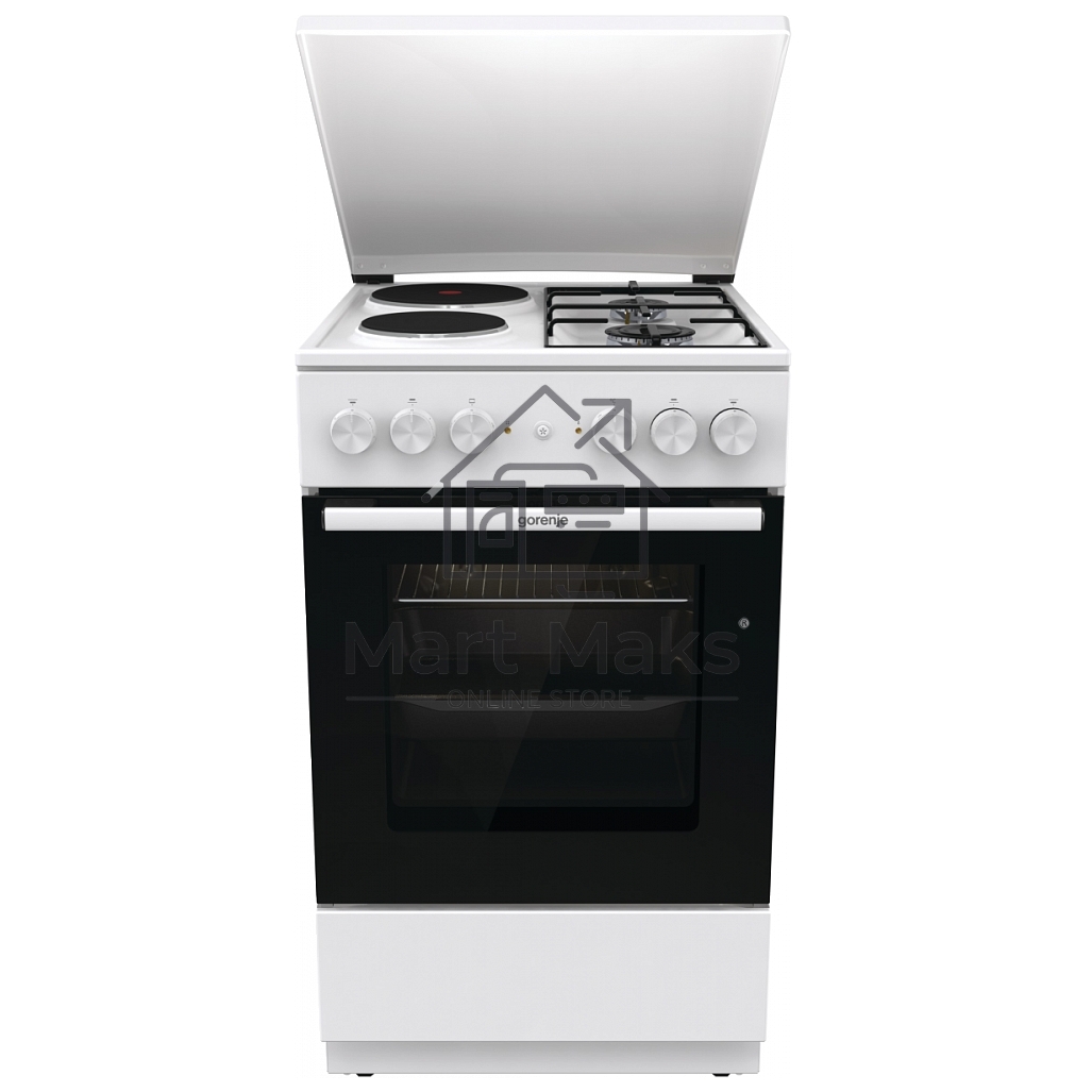 Плита комбинированная Gorenje GK5A12WG белый, конфорок 2 газовых и 2 электрических, духовка 68 л, 50 см x 85 см x 59.4 см