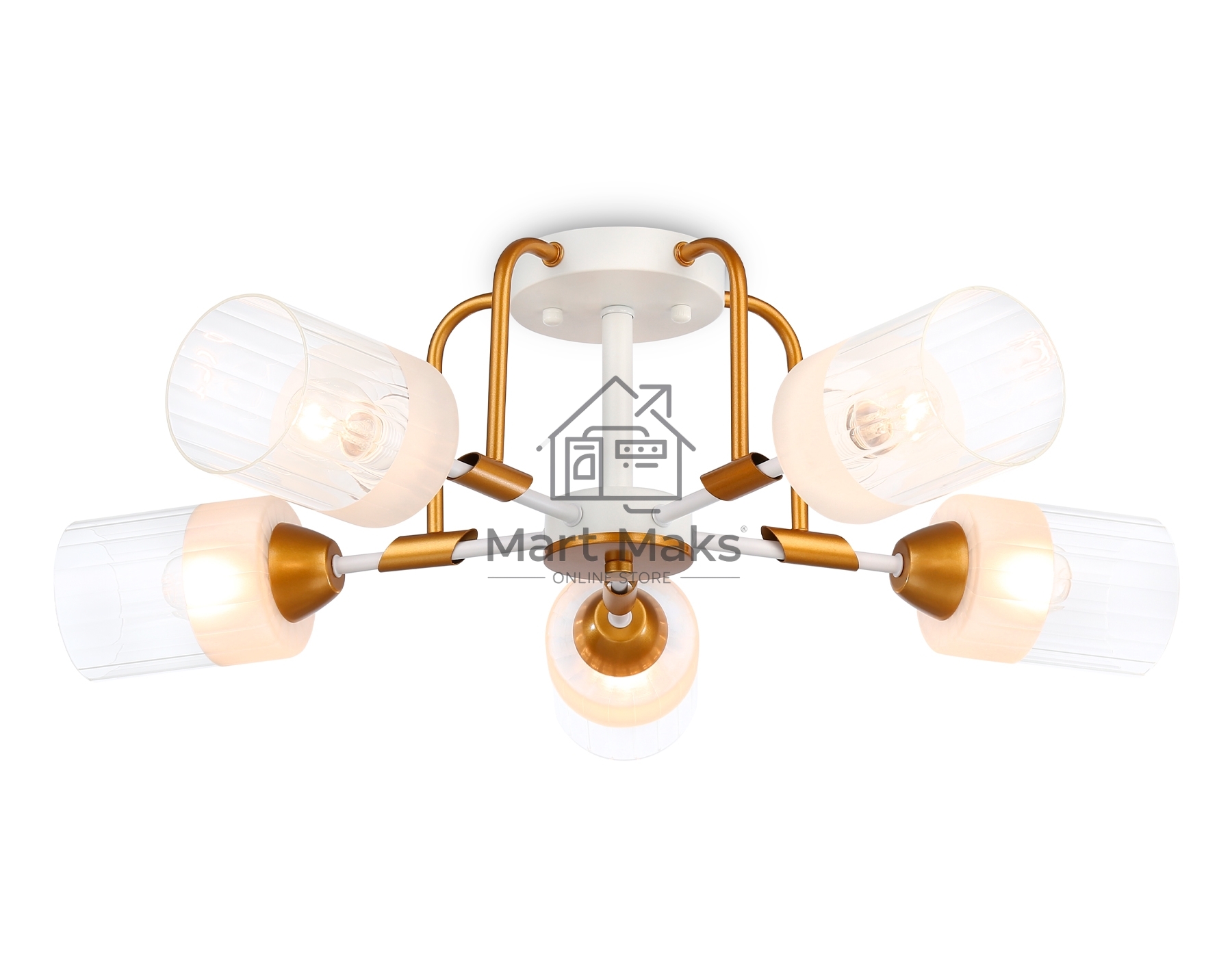 Светильник Ambrella light TR303323/5 WH/GD/CL/FR белый/золото/прозрачный/белый матовый E27*5 max 60W D620*200
