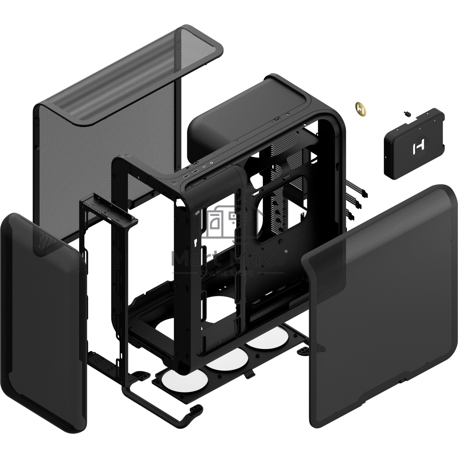 Корпус без блока питания Case HYTE X50 Air, Midi-Tower, no fans, 2xUSB-A 3.2, 1xUSB Type-C, E-ATX, ATX, mATX, mITX Pitch Black