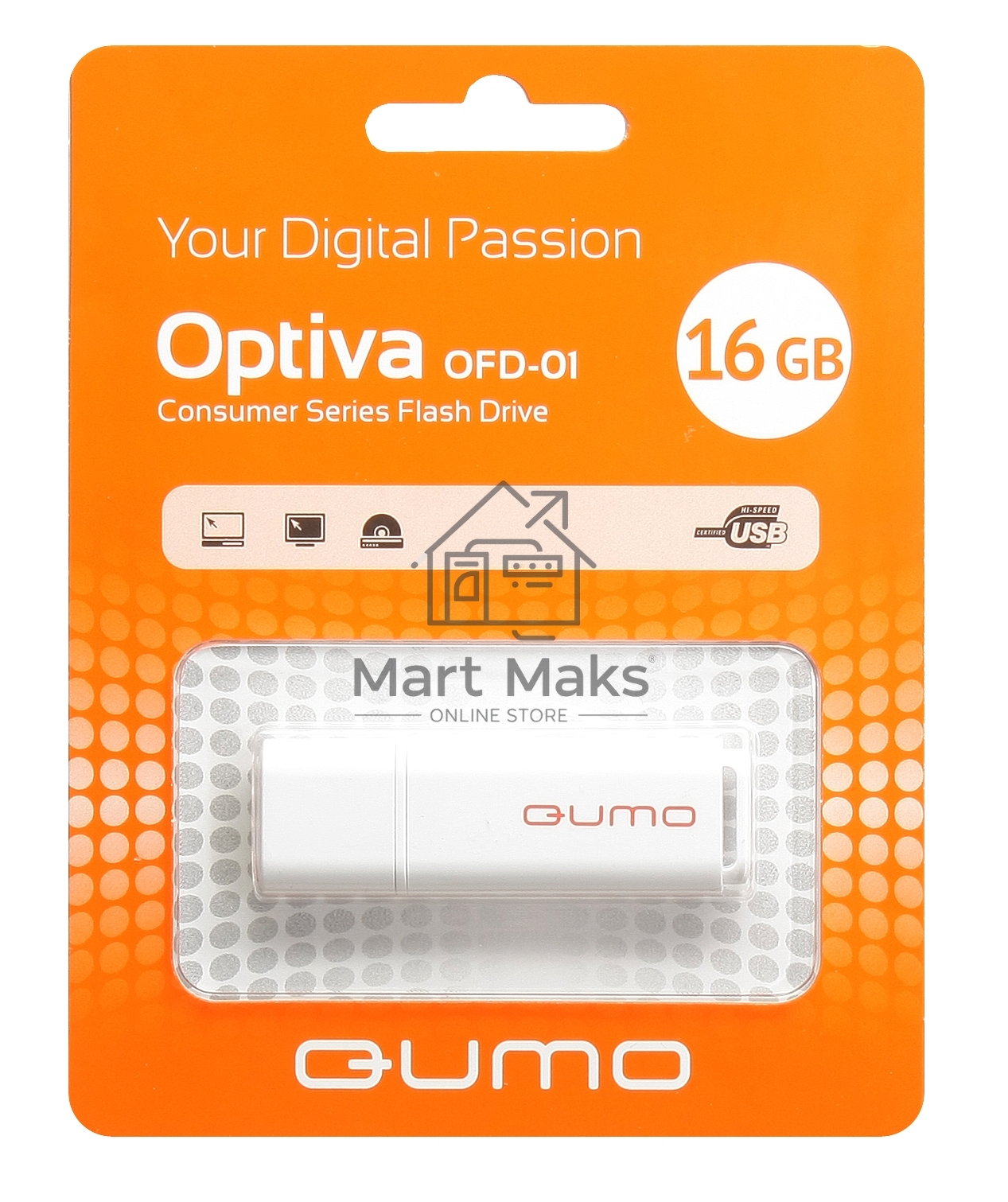 Флешка USB R/W QUMO 16GB Optiva 01 White QM16GUD-OP1-белый