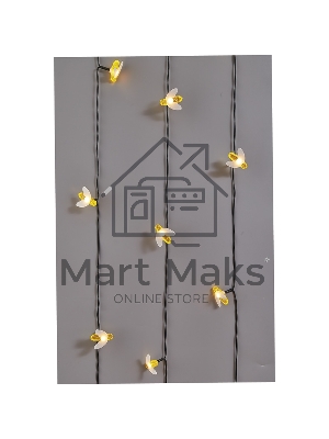 Каскад Lamper Янтарные Пчелы LED 10 м с выносной солнечной панелью 2 м и аккумулятором, IP65, теплое белое свечение