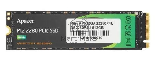 Накопитель SSD Apacer AS2280P4U, 512Gb, PCIe 3.0 x4, M.2 2280, NVMe, R/W 3500/2300