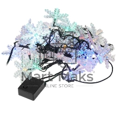 Гирлянда светодиодная Neon-night Снежинки большие 5м, 20LED, IP20, прозрачный провод, свечение мульти (RG/RB), мигание, 230В