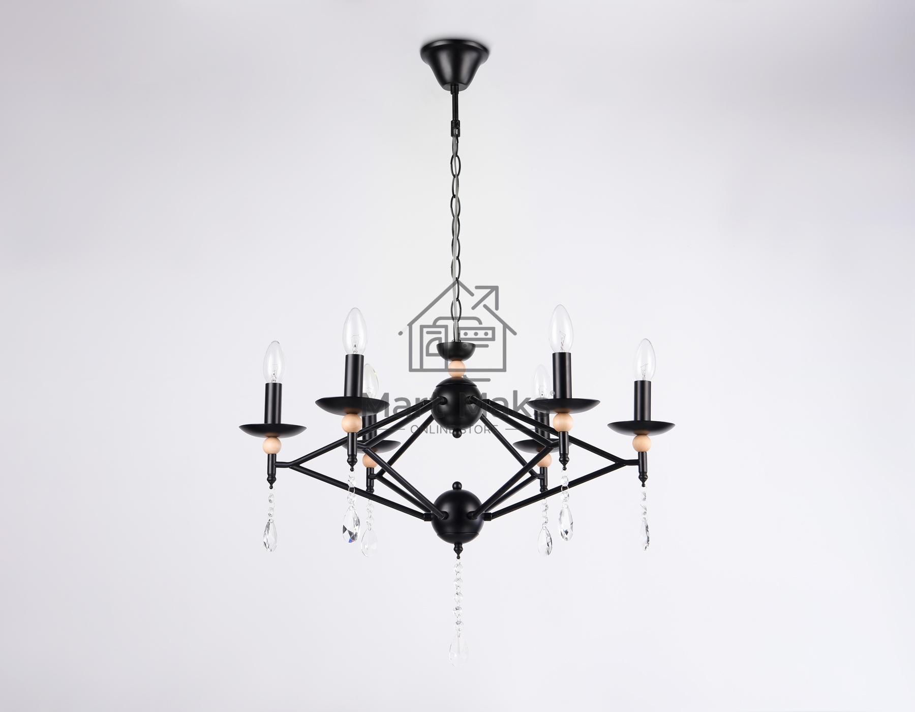 Светильник Ambrella light TR9597/6 BK черный E14/6 max 40W D660*880