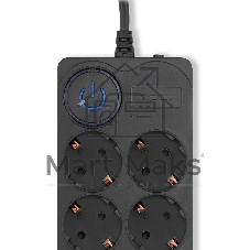 Сетевой фильтр Ippon BK-8-EU-5-10-B 5 м, 8 розеток, черный, коробка