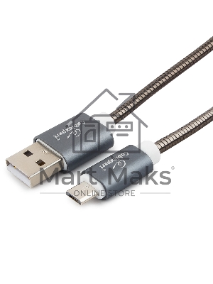 Кабель USB2.0 Cablexpert CC-G-mUSB02Gy-1M, AM/microB, серия Gold, длина 1м, титан, блистер