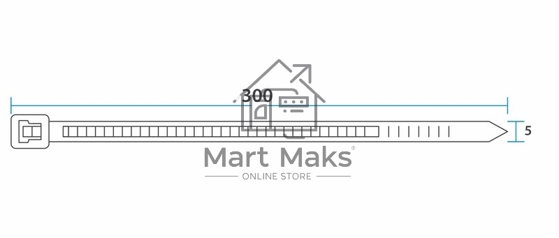 Хомут-стяжка кабельная нейлоновая Rexant 300 x 4,8 мм, белая, упаковка 100 шт.