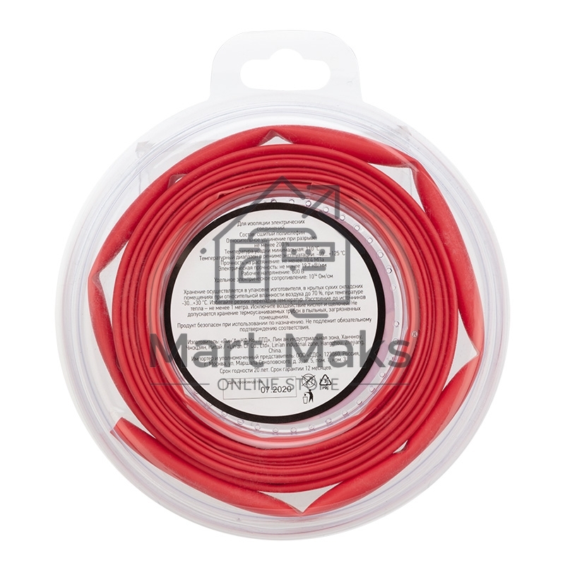 Трубка термоусаживаемая Rexant 6.0/3.0мм красн. ролик 2.44 м