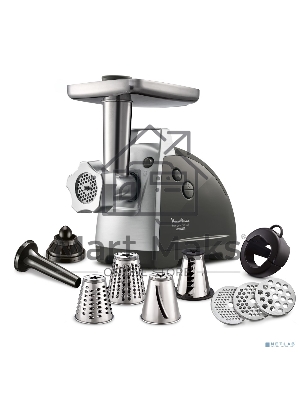 Мясорубка электрическая Moulinex ME688832 черный, 2200 Вт, 4.5 кг/мин, реверс, насадки - 6