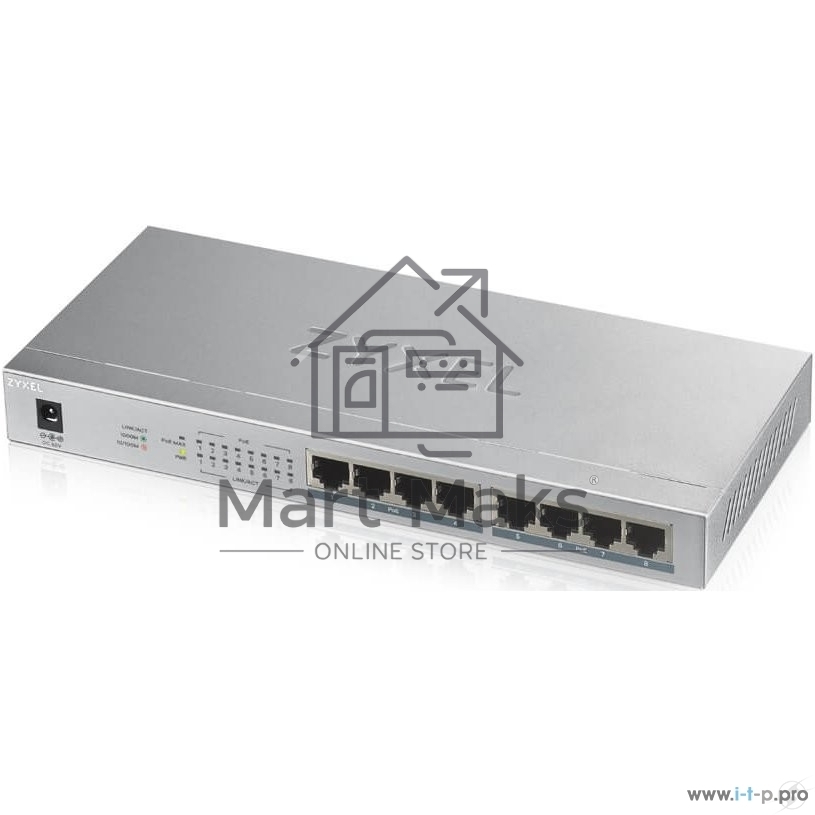 Коммутатор Zyxel GS1008HP Switch PoE +, 8xGE PoE +, tabletop, metal, silent, budget PoE 60 W