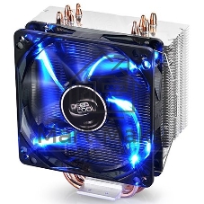 Кулер для процессора DEEPCOOL GAMMAXX 400 BLUE BASIC серебристый, 120 мм, алюминий/медь, 1500 об/мин, 30 дБ, 4 pin, 130 Вт, 154.5 мм