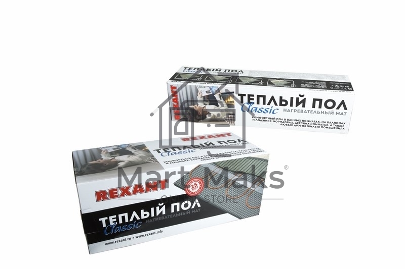 Тёплый пол (нагревательный мат) Rexant Classic RNX -1,5-225 (площадь1,5 м2 (0,5 х 3,0 м)),225 Вт, двухжильный с экраном