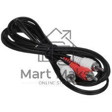 Кабель аудио Cablexpert CCA-2R2R-5M-N, 2xRCA/2xRCA, 5м, черный, пакет