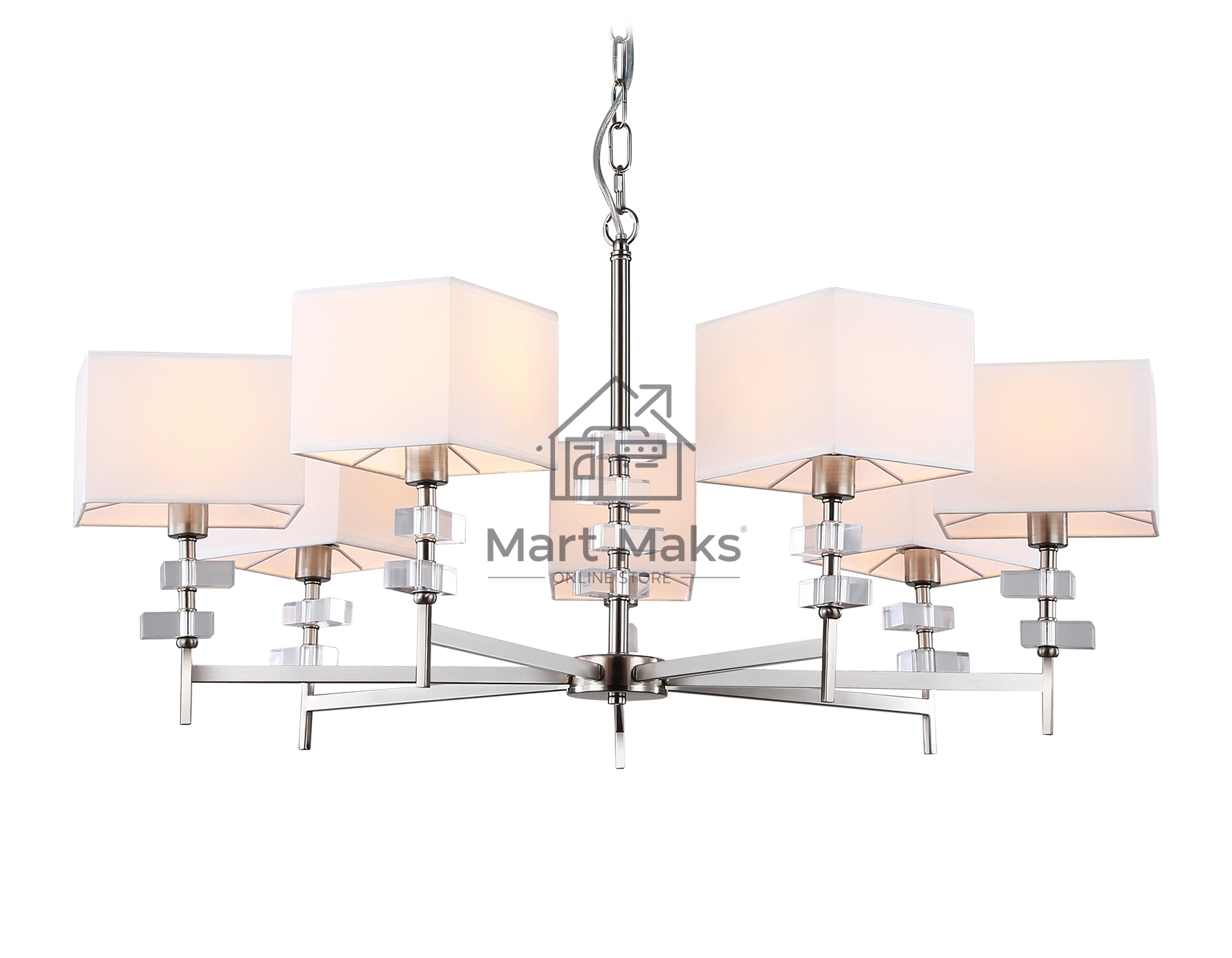 Люстра Ambrella light LH71323/7 SN/WH никель/белый E14/7 max 40W D860*850