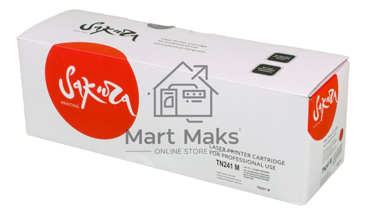 Картридж лазерный Sakura TN241M для Brother HL-3140CW, HL-3150CDW, HL-3170CDW, DCP-9020CDW, MFC-9140CDN, MFC-9330CDW, MFC-9340CDW, пурпурный, 1400 к.