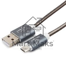 Кабель USB2.0 Cablexpert CC-G-mUSB02Gy-1.8M, AM/microB, серия Gold, длина 1.8м, титан, блистер
