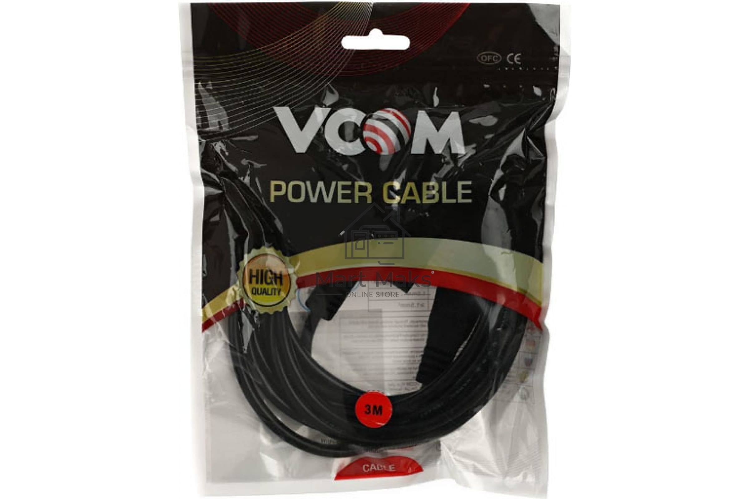Кабель питания VCOM для ноутбуков 3М 3G*0.5mm 220V (CE022-CU) VDE стандарт