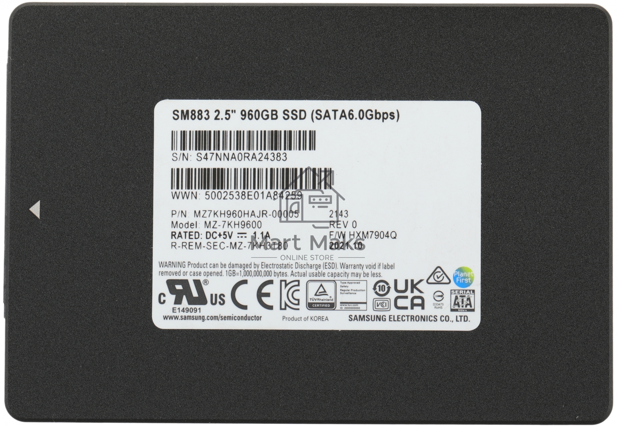 Накопитель SSD Samsung Enterprise 960GB 2.5