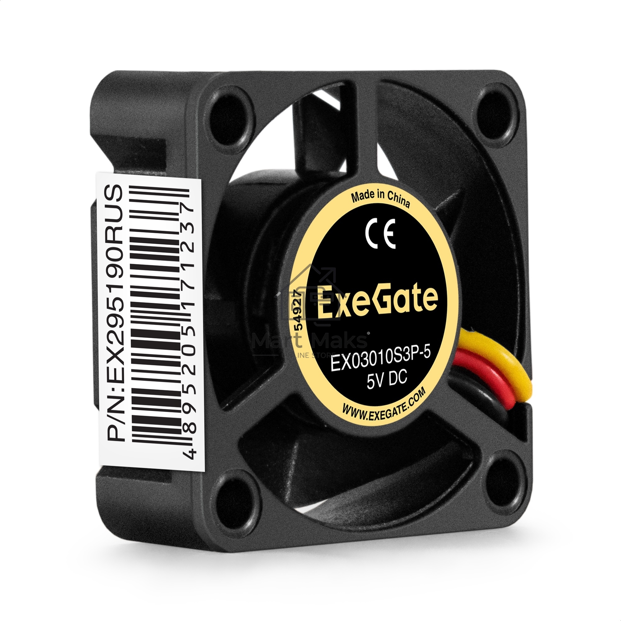 Вентилятор для корпуса ExeGate EX03010S2P-5 черный, 30 мм, 9000 об/мин, 25 дБ, 3 pin