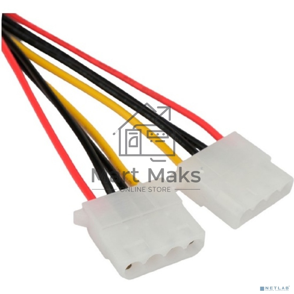 Кабель питания SATA Cablexpert CC-SATA-2MOLEX-20CM, Sata 15pin/2x Molex 4pin, 20 см, пакет